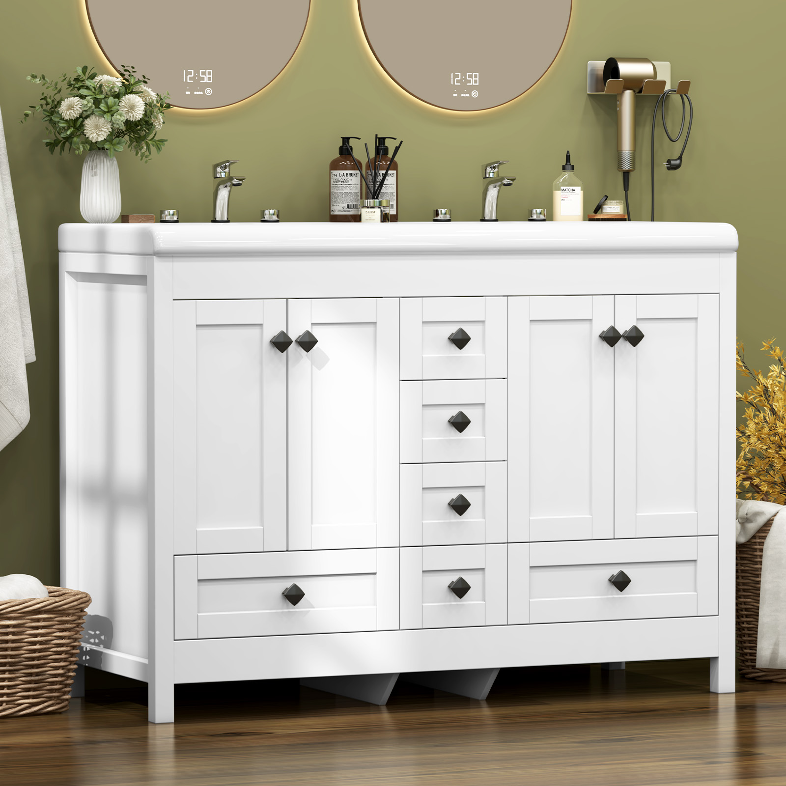 47.3 Inch White Bathroom Vanit - Home Bathroom Vanity Combo review and price